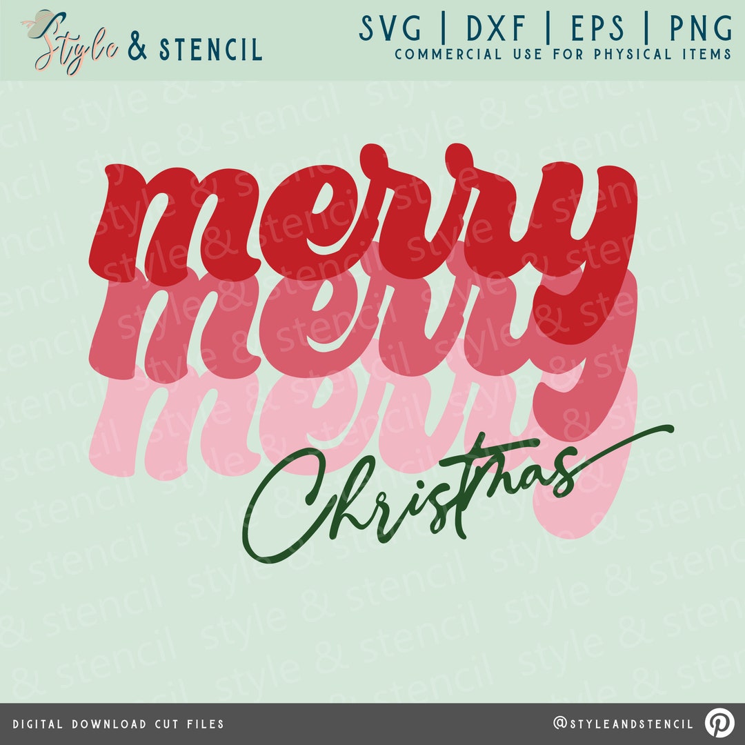 Merry Christmas SVG Christmas SVG Retro Font Merry Christmas PNG Retro