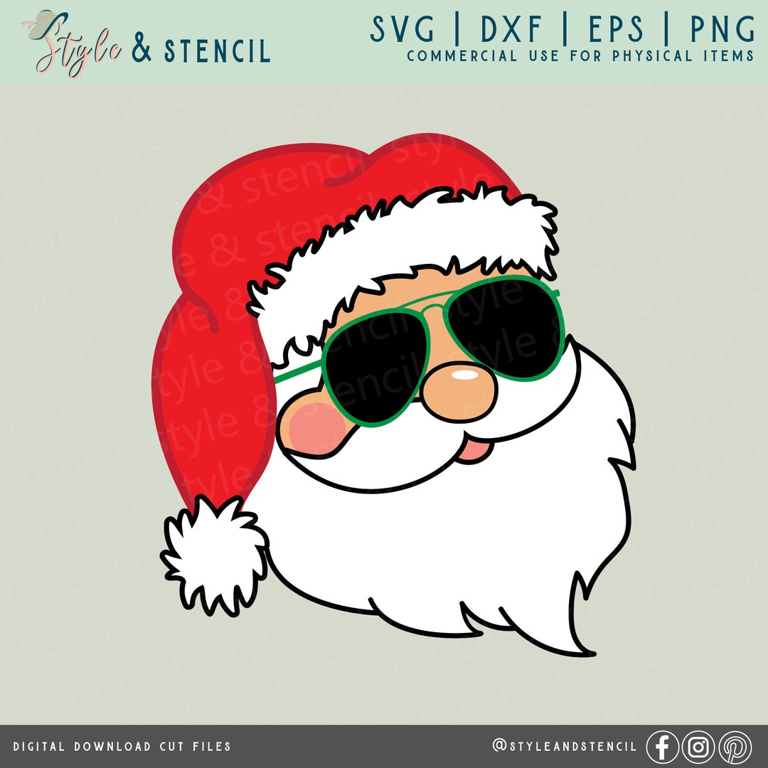Santa Sunglasses Svg - Santa Sunglasses - Santa Face SVG - Santa Claus ...