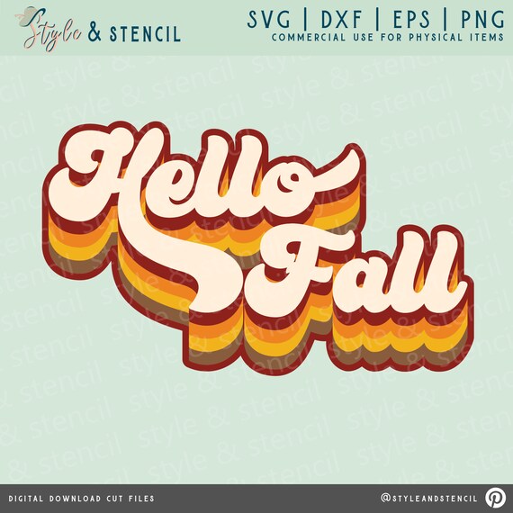Hello Fall SVG – Retro Font, Fall Decor (Digital Download)