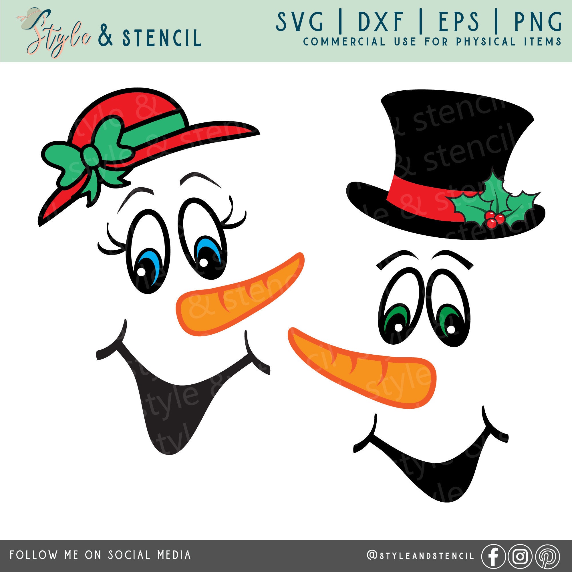 Christmas Snowman Face Free Svg File - SVG Heart