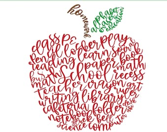 Apple SVG - School Words SVG - Word Art SVG - Teacher Shirts - Virtual Learning Svg - Teacher Svg - Apple Word Art - Teacher Shirt Svg - Png