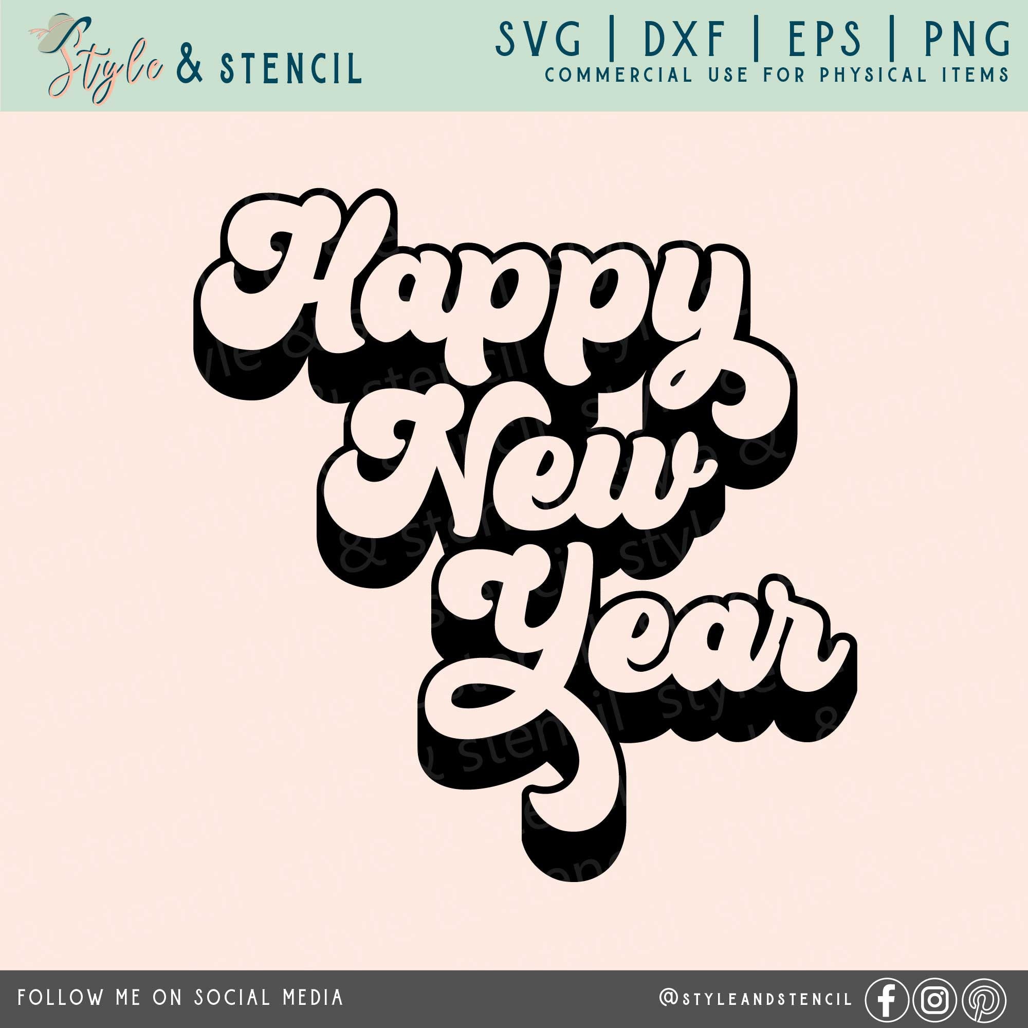 Fustelle in metallo con scritta Happy New Year, per