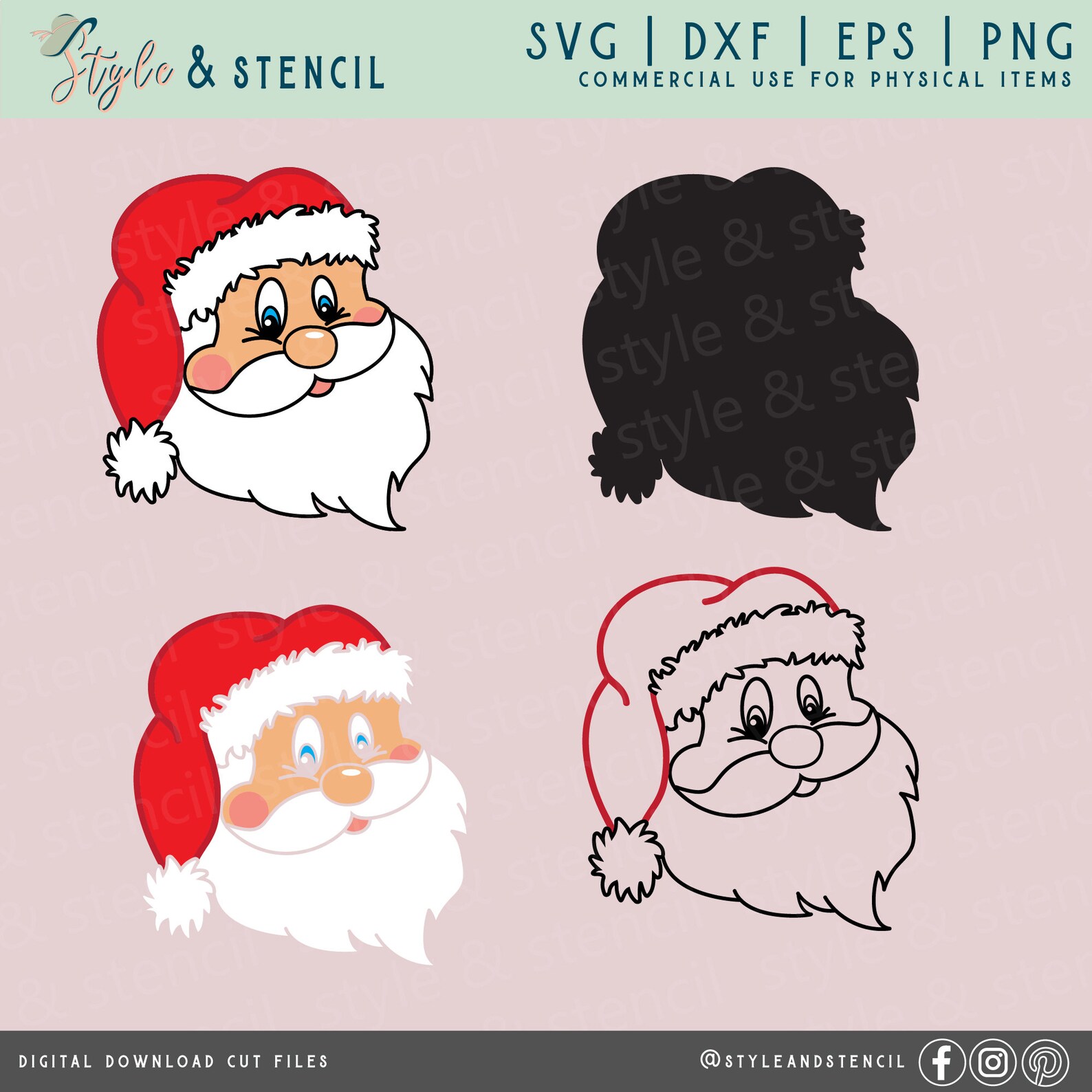 Santa Svg Santa Face SVG Santa Claus SVG Santa Claus - Etsy