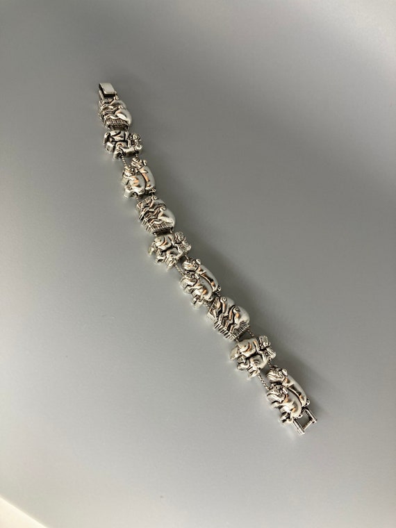 Vintage Silver Tone Pig Bracelet - image 2