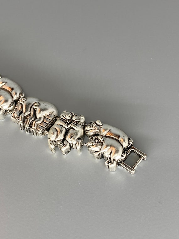 Vintage Silver Tone Pig Bracelet - image 6