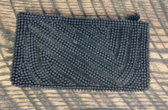 Vintage Black Beaded Clutch - image 6