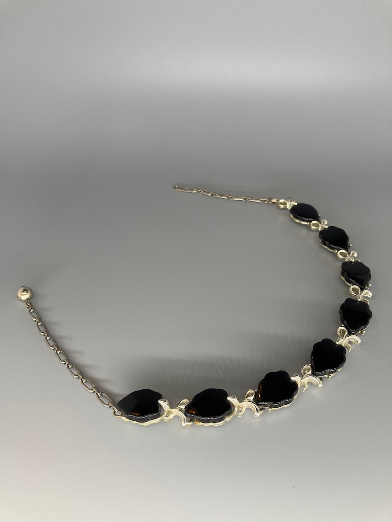 Vintage Black And Silver Costume Jewelry Choker