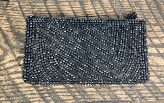 Vintage Black Beaded Clutch - image 5