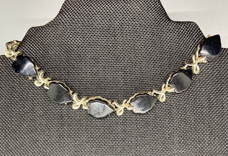 Vintage Black And Silver Costume Jewelry Choker
