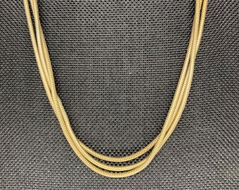 Vintage Three Strand Gold Tone Necklace