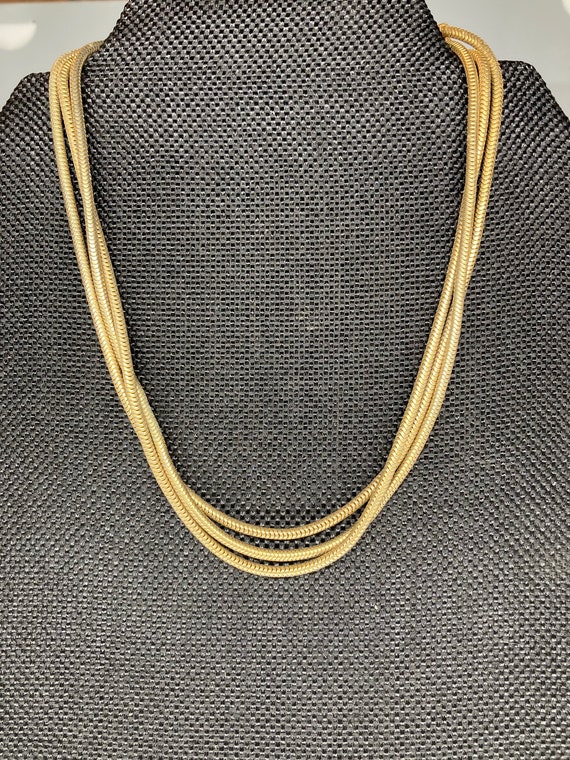 Vintage Three Strand Gold Tone Necklace