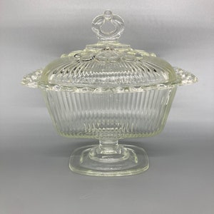 Vintage Curly Clear Glass Candy Dish