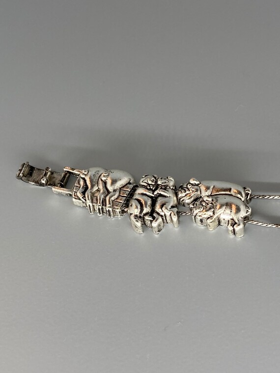 Vintage Silver Tone Pig Bracelet - image 4