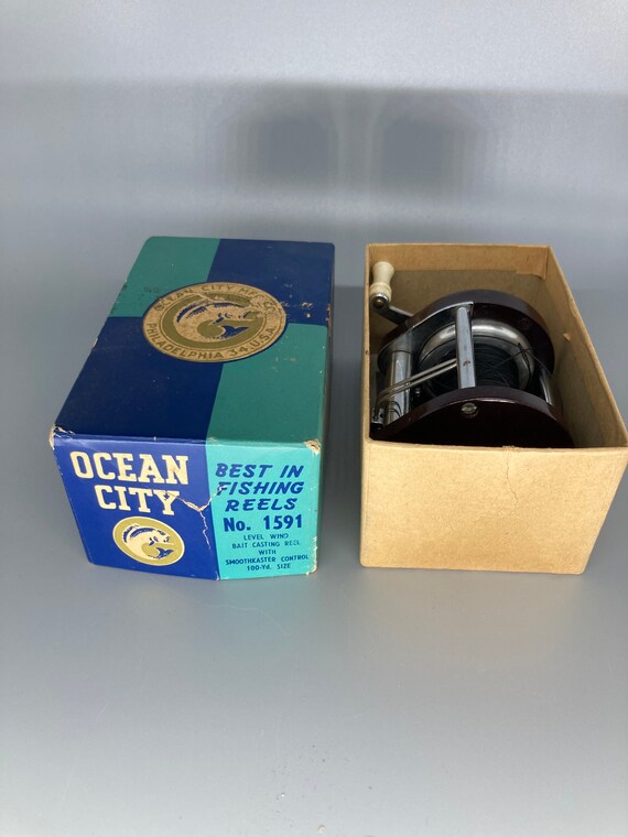 Vintage Ocean City No. 1591 Fishing Reel New in Box Unused 