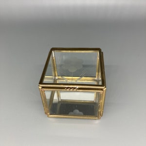 Vintage Glass Box With Mirrored Bottom and Etched Floral Lid