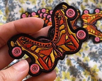 Papillon Roller Skate Patch Iron-on