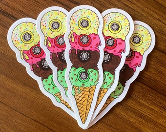 Roller Skater Ice Cream Scoop Wheels 4” Sticker