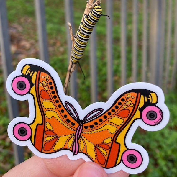 Butterfly Rollerskate Sticker 3” Helmet Accessory