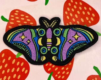 Moth Roller Skate Patch Iron-on Purple Butterfly