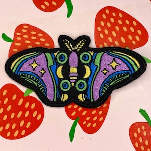 Moth Roller Skate Patch Iron-on Purple Butterfly