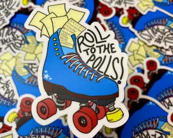 Allez aux urnes Sticker pour l'élection du vote en patins à roulettes