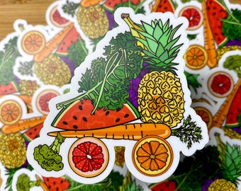 Fruity Roller Skate Sticker Vegan Plant Based Cute Skater Accessoire