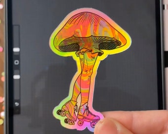 Mushroom Roller Skater Groovy Skate Sticker