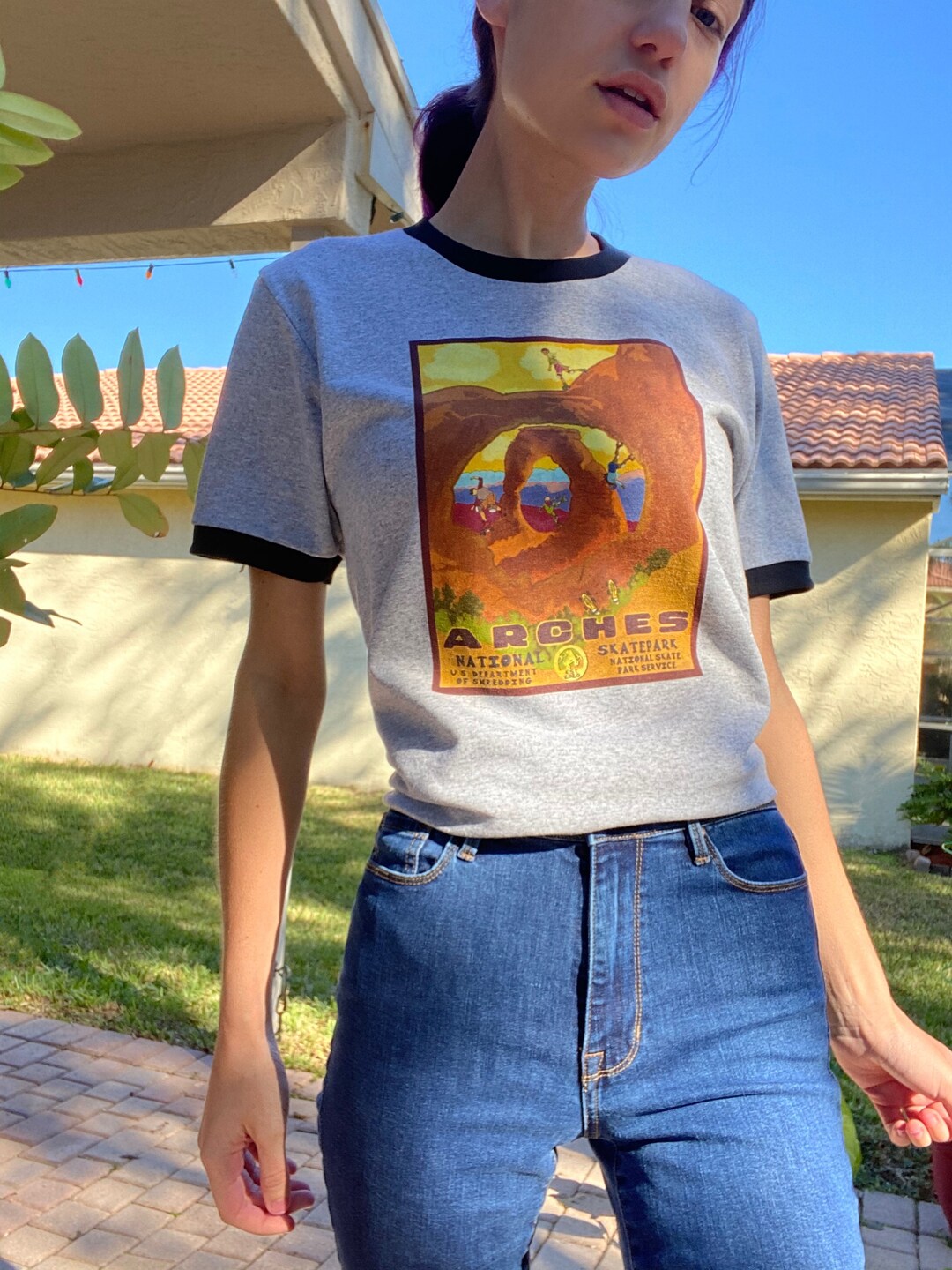 Arches National Skatepark Unisex Ringer Tee Skate Park Roller Skater Gift 