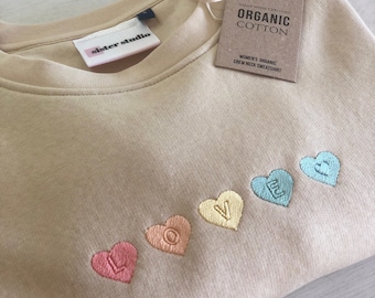 Embroidered Stamped Love Organic Cotton Sweatshirt