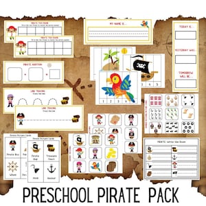 Preschool Pirate Activities | Busy Book | Pirate Printable | Math | Matching Games | Indoor Scavenger Hunt | Number Puzzles | Worksheets