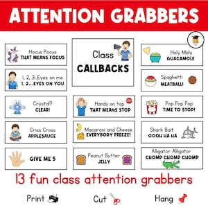 CLASS CALLBACKS | Classroom Posters | Teacher Printables | Attention Grabbers | Back to School | Classroom Decoration | Bulletin Board |