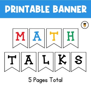 Wiskundegesprekken BANNER | Prikbord | Wiskunde afdrukbaar | Wiskundeposter | Wiskundemuur | Wiskundeklasdecoratie | Wiskundecentrum | Rekenvaardigheid | Weergave