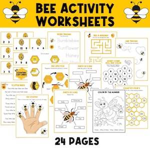 Bees Activities | Bee Lifestyle Stages | Counting | Tracing | Spring Words | Coloring | Preschool Busy Book | Toddler | Homeschool | Summer