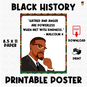 Malcolm-X | Black History Poster | Bulletin Board Display | Black History Decor | African American History | Black Lives Matter | U.S