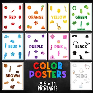 Colors Poster Classroom | Color Matching | Sorting Activities | Learn Colours | Preschool Busy Book | Toddler | Homeschool | Download