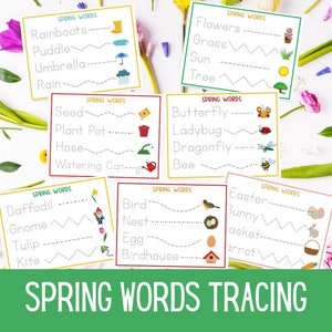 Spring Words | Tracing Worksheets | Line Tracing | Spring Busy | Spring Printables | Kindergarten Learning | Fine Motor Activities