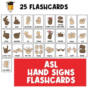 ASL FLASHCARDS | Hand Signs | Sign Language Flashcards | Communication | Flash Cards | ASL | Busy Book | Autism | Hand Signals | Deaf