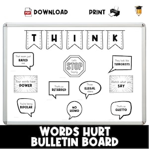 WORDS HURT BULLETIN | Bulletin Board | School Poster | Adolescent | Behavior | Life Skills | High School | Teenager Infographic | Display
