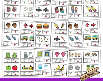 Same or Different | Functions Task Cards | Which One | Speech Therapy | ABA | Category | Autism | Flashcards for Kids | Multiple Choice