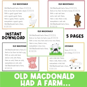 Old MacDonald Had a Farm | Toddler and Preschool Activities | File Folder Game | Nursery Rhymes Songs | Busy Book | Children Printable