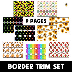 Bulletin Board Trim | Cookies | Fruit | Donut | Polkadot | Display Board | Daycare Decor | School Printables | Door Decor | Border Kit