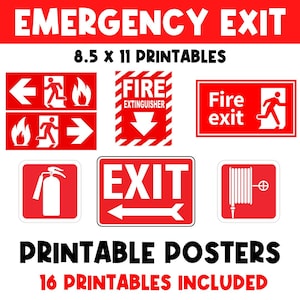 Uscita di emergenza / Segnaletica antincendio / Segnaletica per aule / Materiale stampabile per aule / Poster educativi / Sicurezza / Poster scolastici / Segnaletica per la comunità