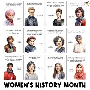 15 Frauen Geschichtsmonat Poster | Pinnwand-Aufsteller | Geschichtsdekor der Frauen | Amerikanische Geschichte | Druckbare Banner | Berühmte Frauen |