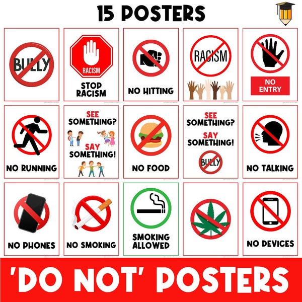 DO NOT SIGNS | Anti-Bullying Poster Signs | Decor | Visual | Printable Signs | Poster | Label | Classroom Signs | Prohibited Signs | Sticker