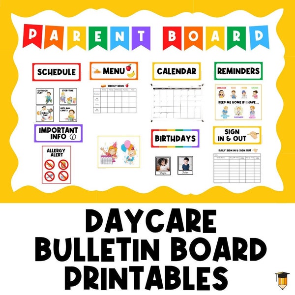 Daycare Bulletin Board | Childcare Organization | Visual Schedule | Parent Board | Daycare Decor | Preschool Printables | Classroom Poster