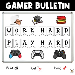 GAMER Bulletin Board | Classroom Decor | Gamer Display | Printable Poster | Games | Classroom Bulletin | Retro Game | Video Game Poster