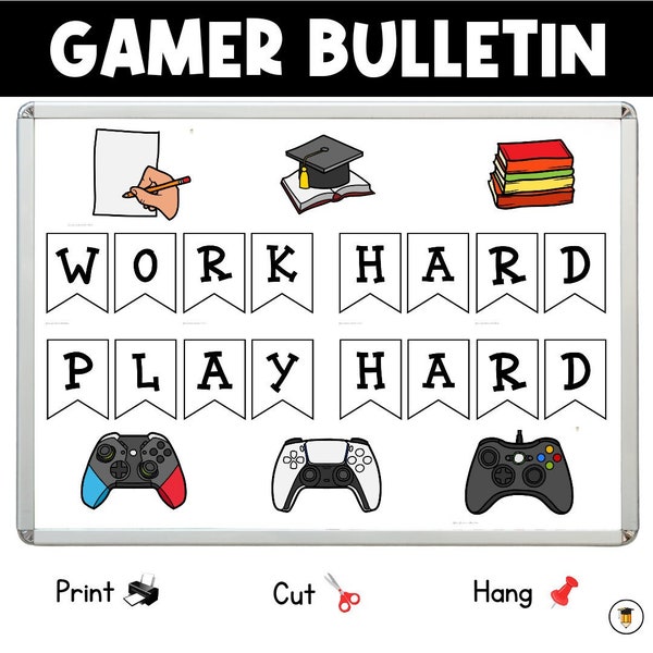 GAMER Bulletin Board | Classroom Decor | Gamer Display | Printable Poster | Games | Classroom Bulletin | Retro Game | Video Game Poster