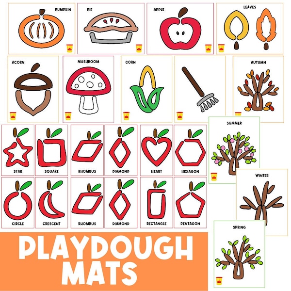 AUTUMN PLAYDOUGH MATS | Play dough | Toddler Activity | Preschool | Busy Book | Montessori | Special Needs | Hands On | Task Card | Apples