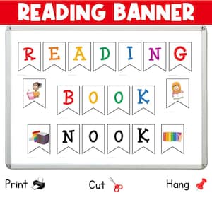READING BANNER | Book Nook Banner | Printable Banner | Reading Corner | Classroom Decor | Library Printables | Back to School Printables