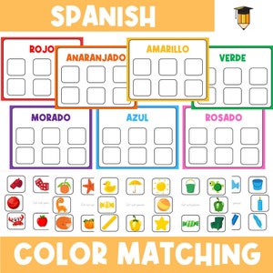 SPANISH COLOR MATCHING | Colores | Shapes | Preschool | Classroom Printable | Spanish Activities | Espanol | Toddler | Sorting | Download